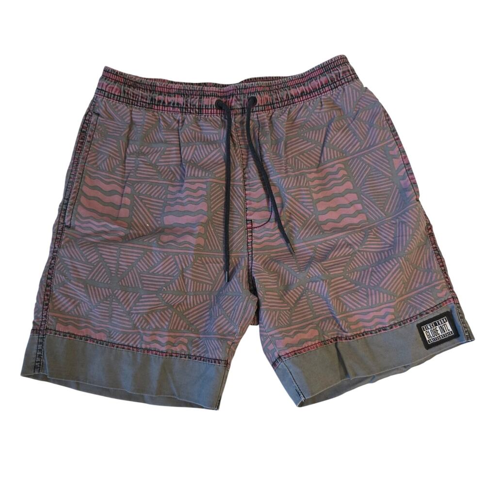 Y2K Globe United by Fate Poolshort All Over Print Board Shorts Pink Grey 30‎